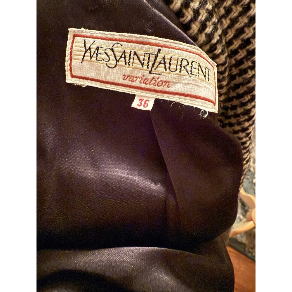 Vintage Yves Saint Laurent YSL Plaid Wool Coat Winter Longer Style Sz-36(4-6) - Picture 13 of 13